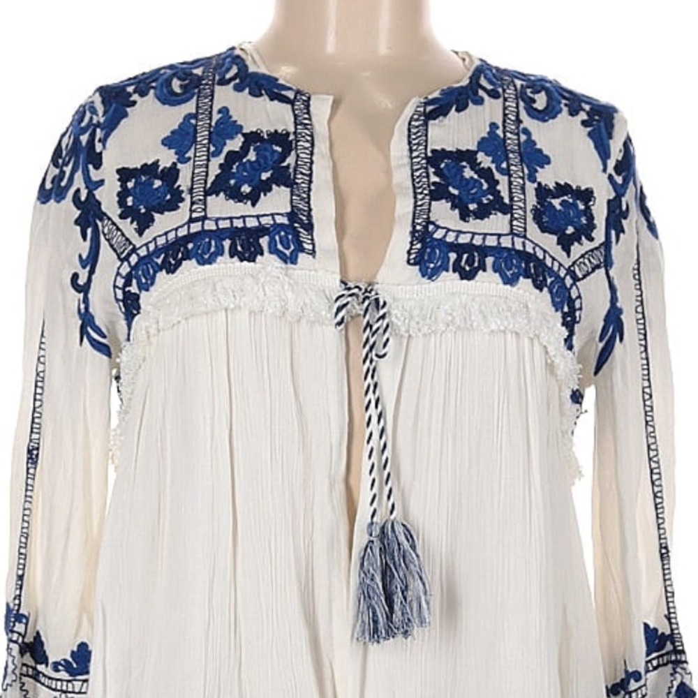 NWT Trafaluc Zara Ecru Embroidered Swing Jacket - Picture 3 of 11